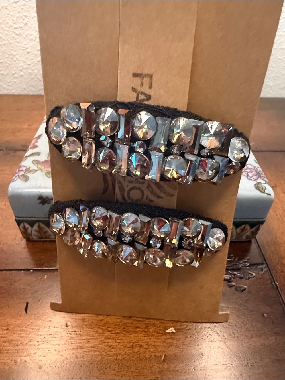 BLING Crystal Embellished Black Hair Clips - Women Accessories